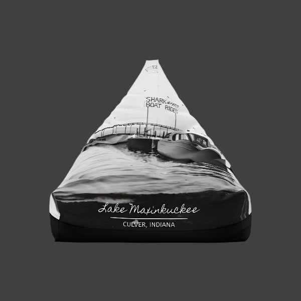 bean bag cover features a vintage photo from Lake Maxinkuckee, Culver, Indiana