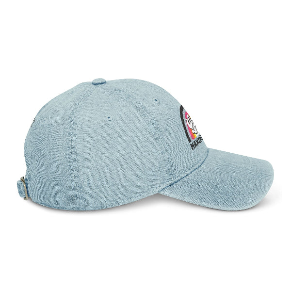 Denim Hat with 'Lake Maxinkuckee' and Rainbow Embroidery