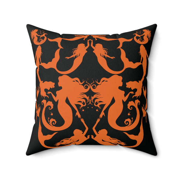 Mermaid silhouettes pillow cover
