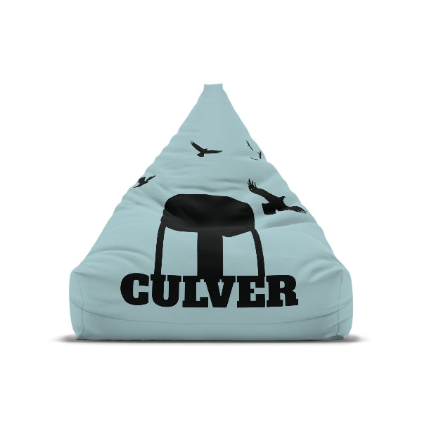 This custom bean bag cover features the Culver water tower and turkey vultures silhouettes