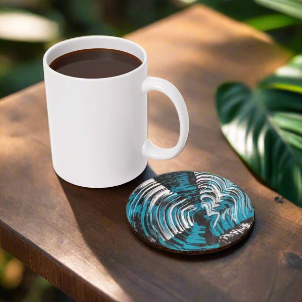 Jellyfish Slinky #12 abstract graphic in black, white, turquoise