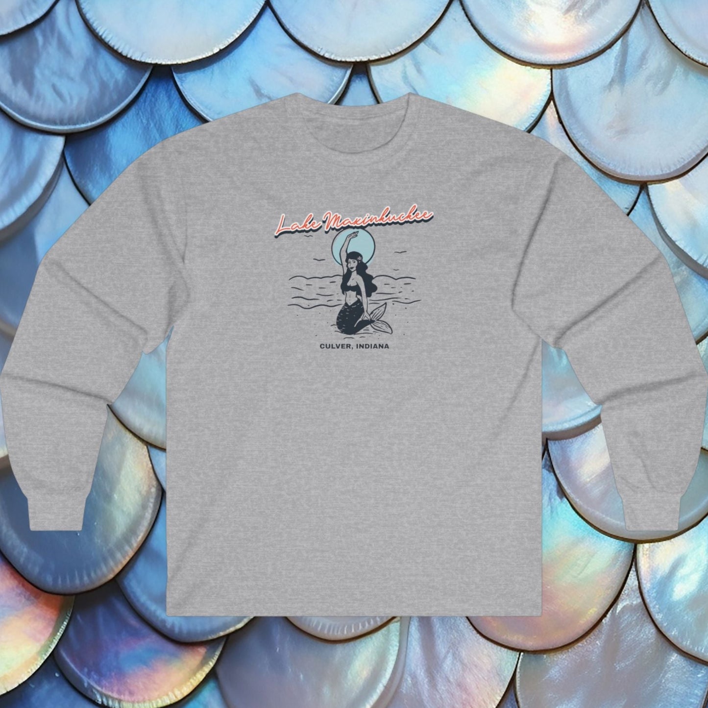 Lake Maxinkuckee Culver Indiana Mermaid Waving Long Sleeve Shirt