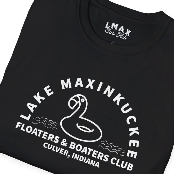Lake Maxinkuckee Floaters & Boaters White Print Unisex Softstyle T-Shirt