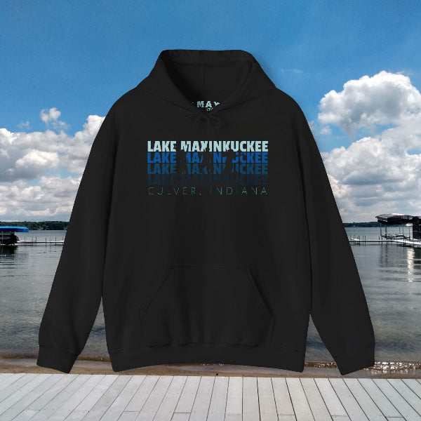 Lake Maxinkuckee Blues Fade Design Unisex Hooded Sweatshirt