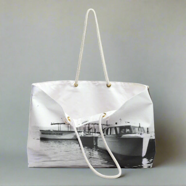 graphic of a vintage boat photo in black and white
