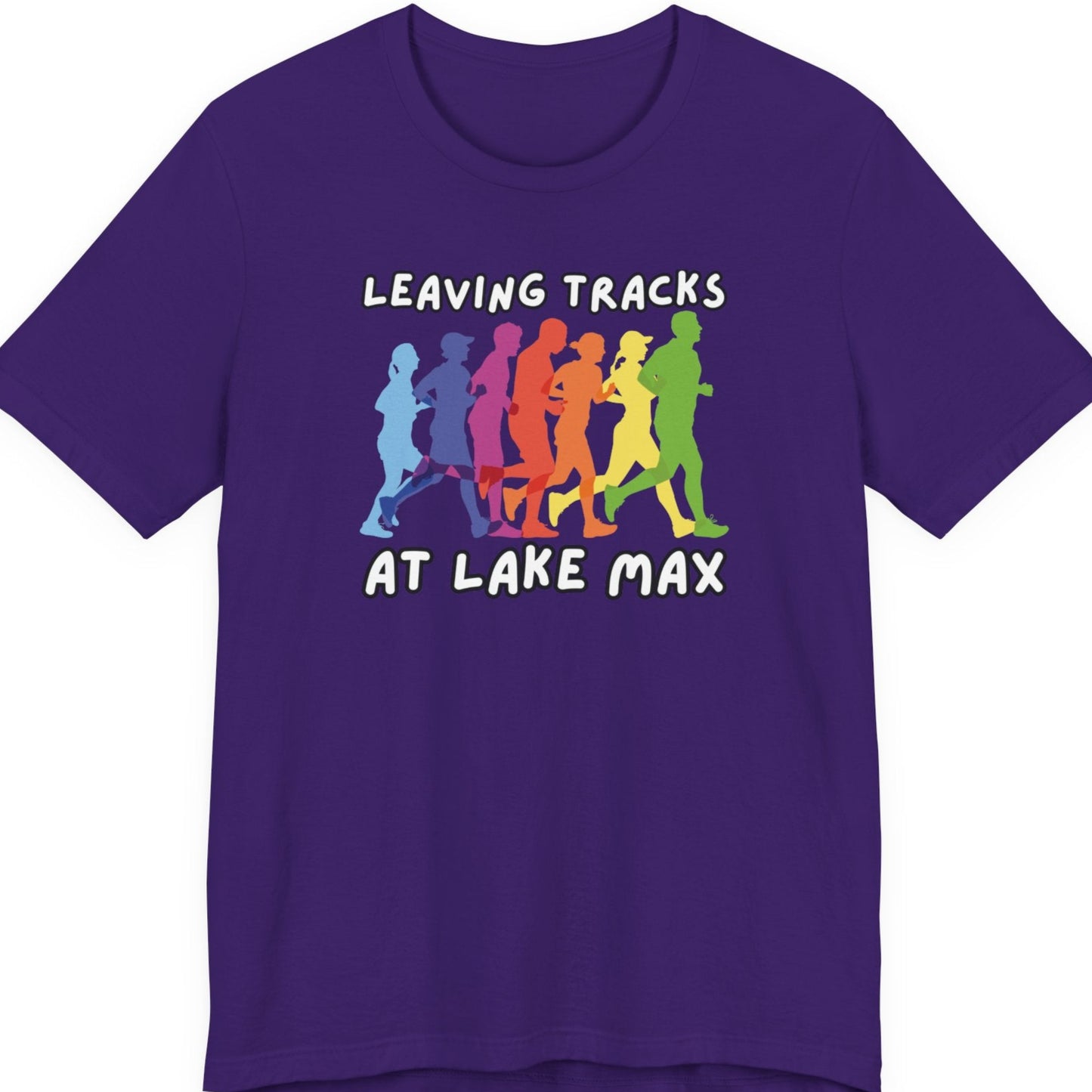 Leaving Tracks at Lake Max Colorful Runners ultimate Unisex Jersey Short Sleeve Tee in team purple