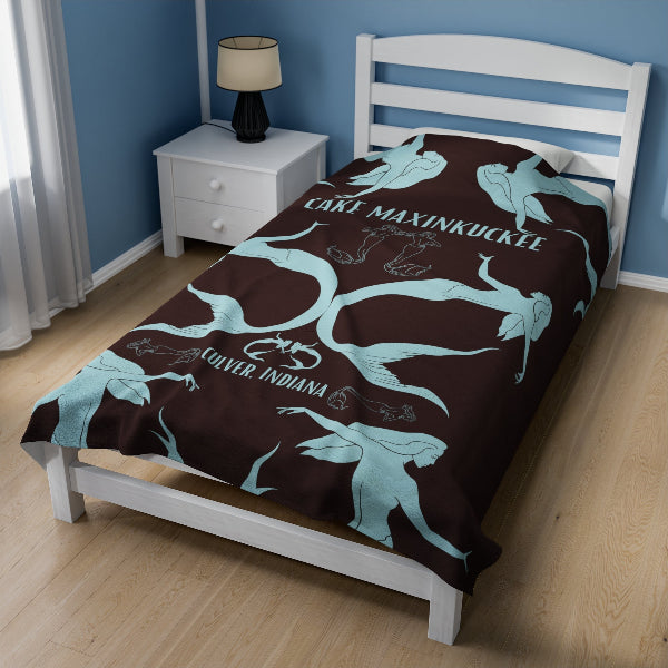 Mermaids in Silhouette (TWINSIES) Velveteen Plush Blanket - large