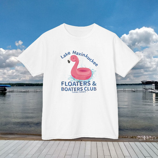 white Lake Maxinkuckee Floaters & Boaters Club t-shirt