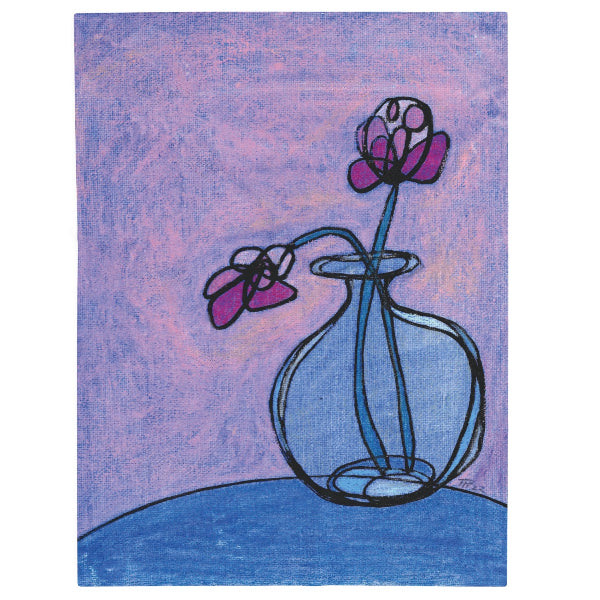 graphic of abstract flowers in glass vase