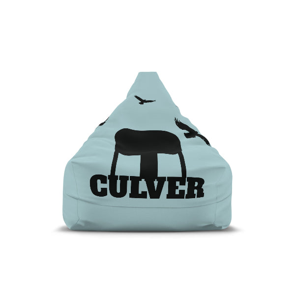 This custom bean bag cover features the Culver water tower and turkey vultures silhouettes
