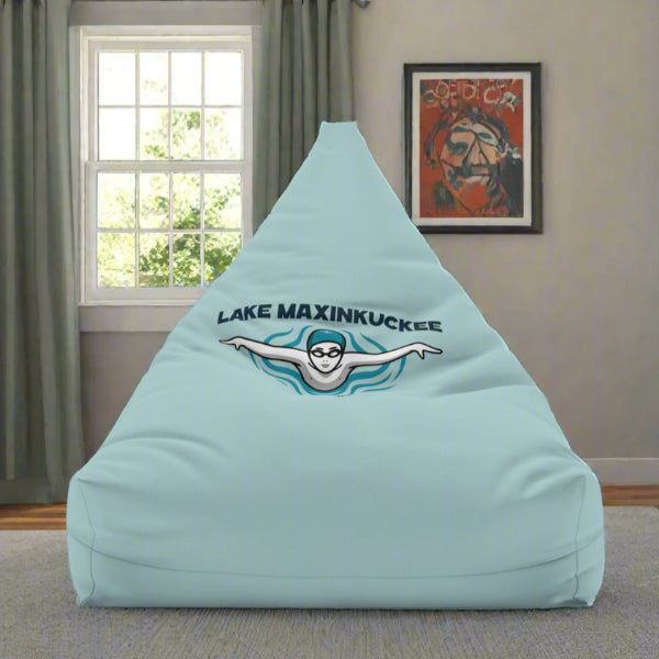 graphic of a swimmer from the front with arms spread and text Lake Maxinkuckee Culver Indiana