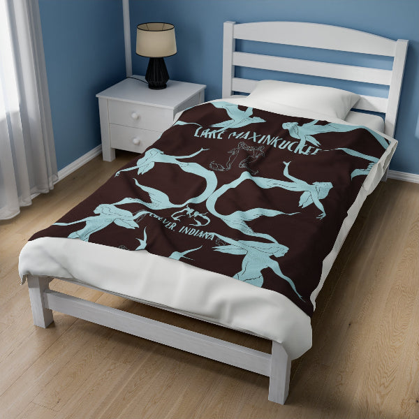 Mermaids in Silhouette (TWINSIES) Velveteen Plush Blanket - medium