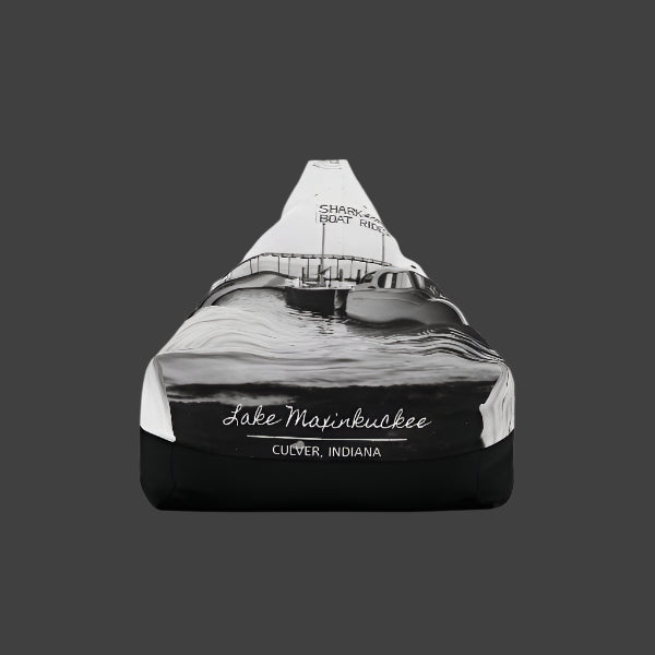 bean bag cover features a vintage photo from Lake Maxinkuckee, Culver, Indiana