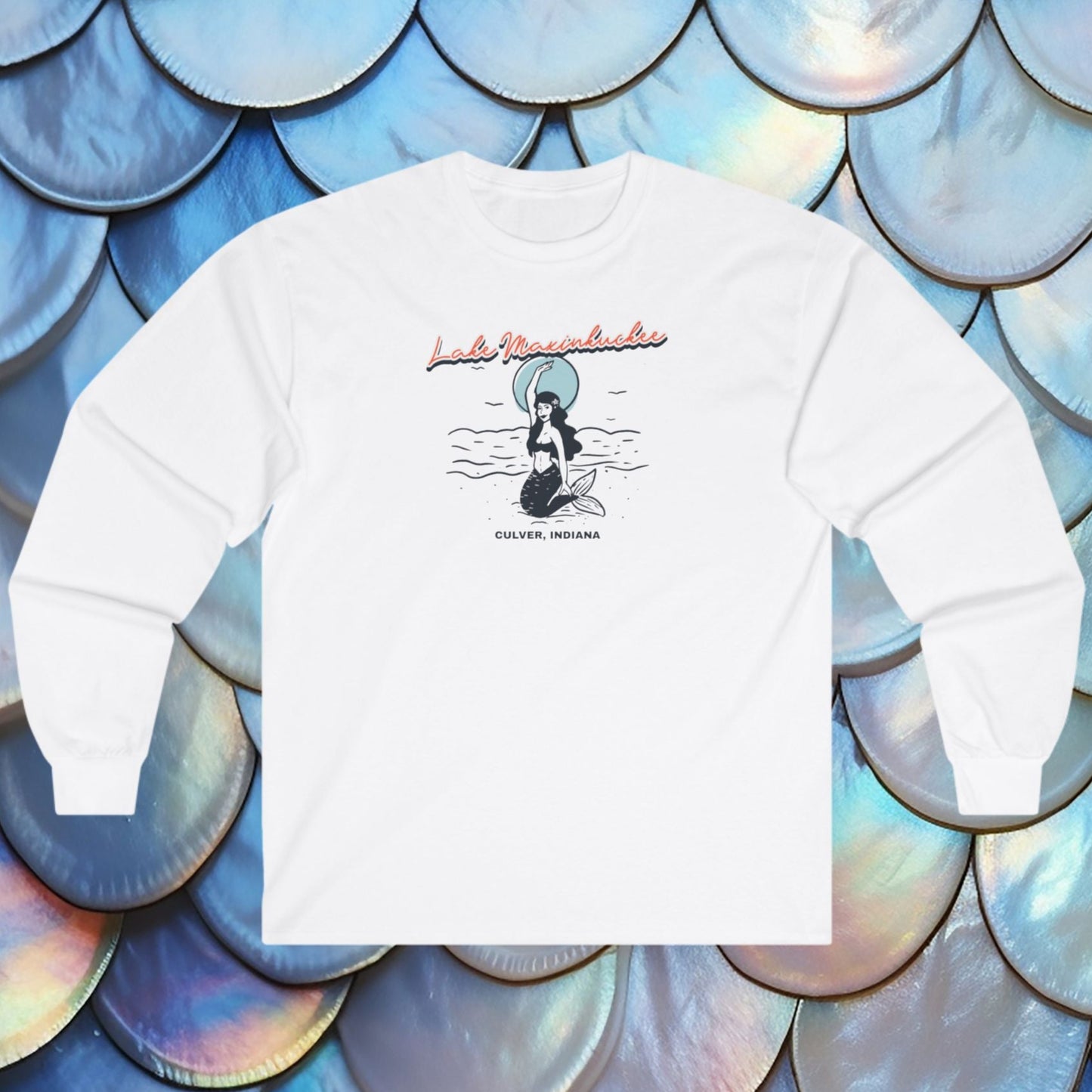 Lake Maxinkuckee Culver Indiana Mermaid Waving Long Sleeve Shirt