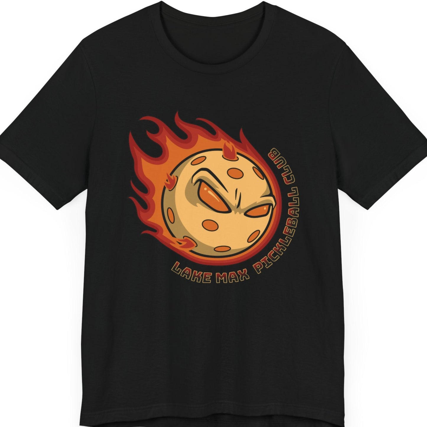 Lake Maxinkuckee Pickleball Club - Flaming Pickleball Unisex Tee in black