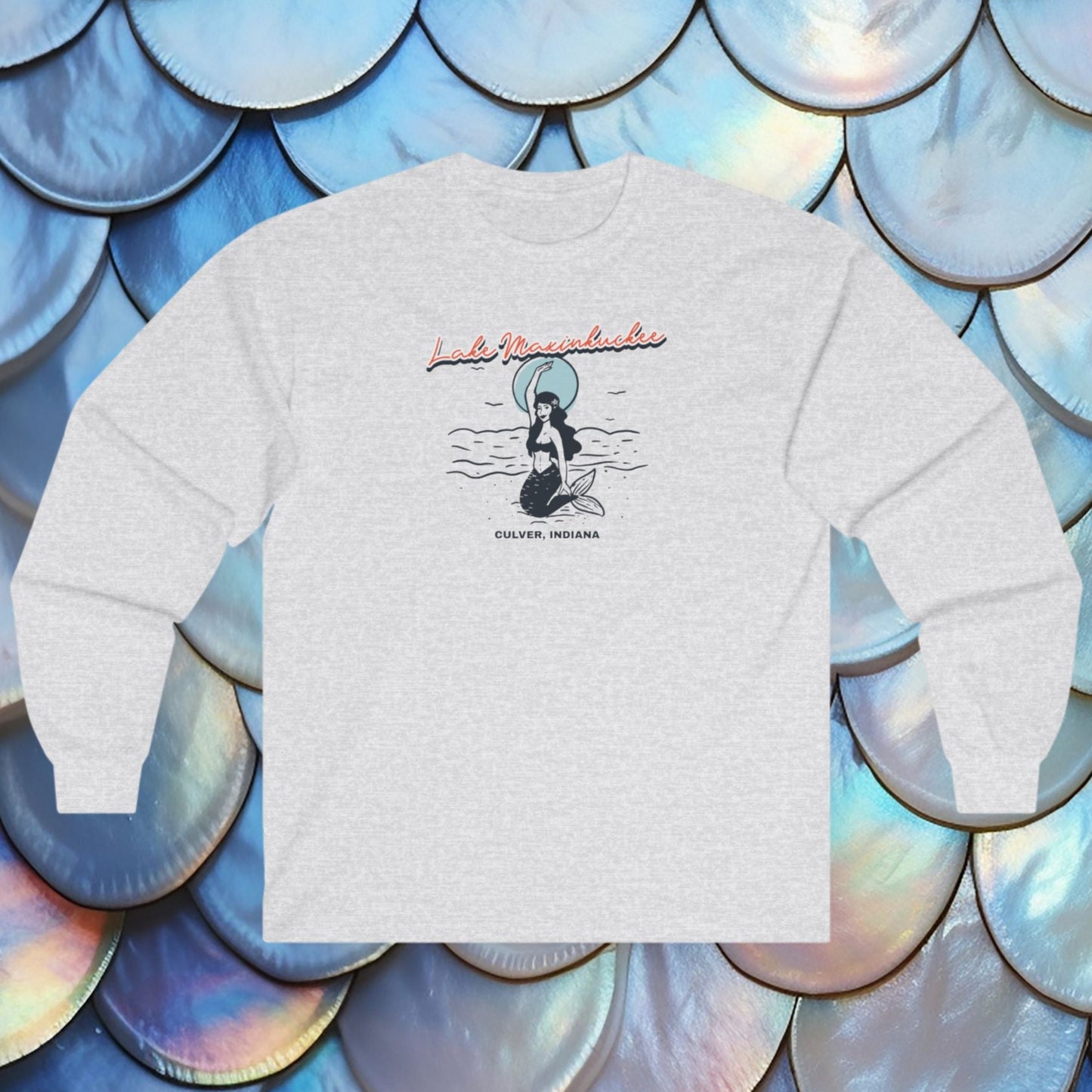 Lake Maxinkuckee Culver Indiana Mermaid Waving Long Sleeve Shirt