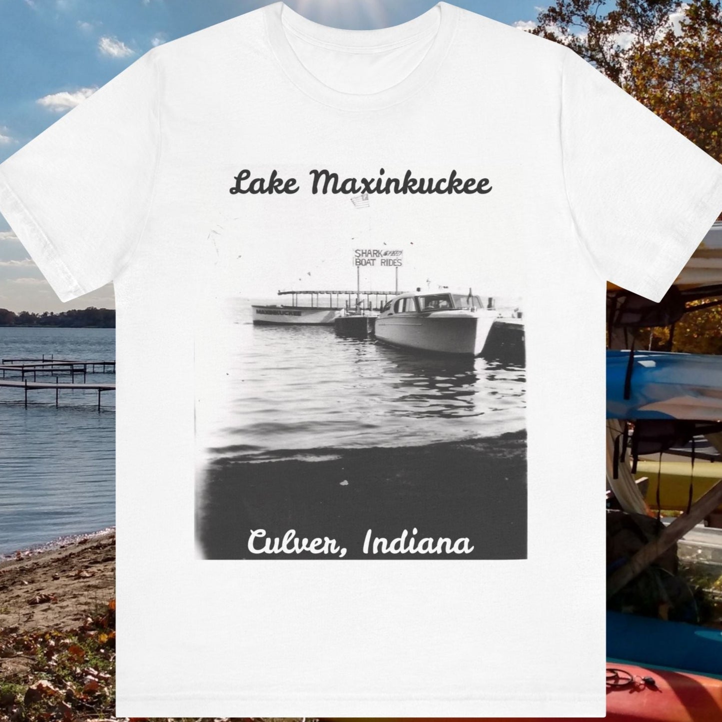 Lake Maxinkuckee Speed Boat Rides Vintage Unisex Jersey Short Sleeve Tee
