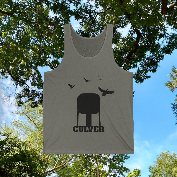 Culver Water Tower with Turkey Vultures in Silhouette Unisex Tank Top