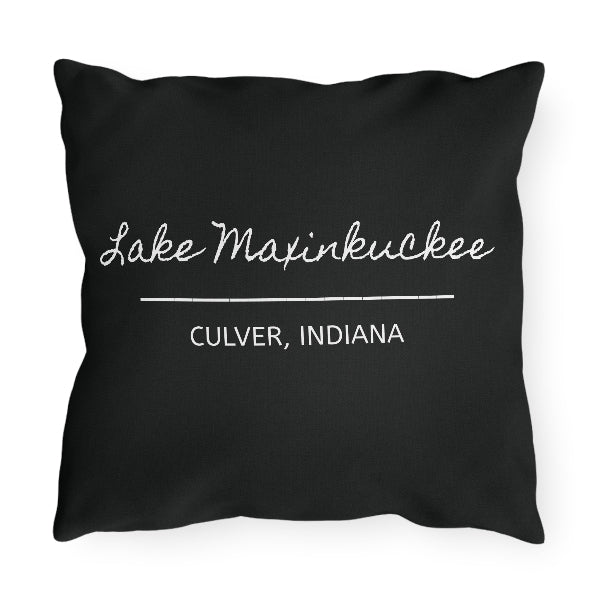 Outdoor pillow with vintage photo of sailboats on Lake Maxinkuckee, Culver, Indiana (BACK OF PILLOW SHOW HERE)
