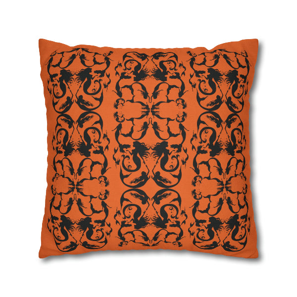 Mermaid silhouettes pillow case back