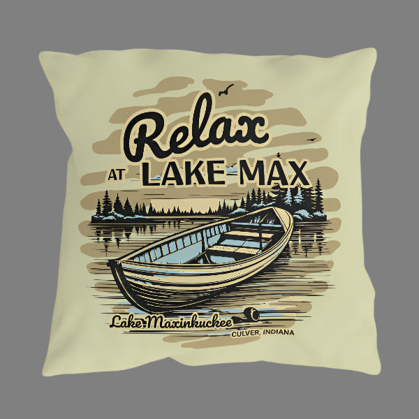 Relax at Lake Max (PEBBLE) Outdoor Pillow