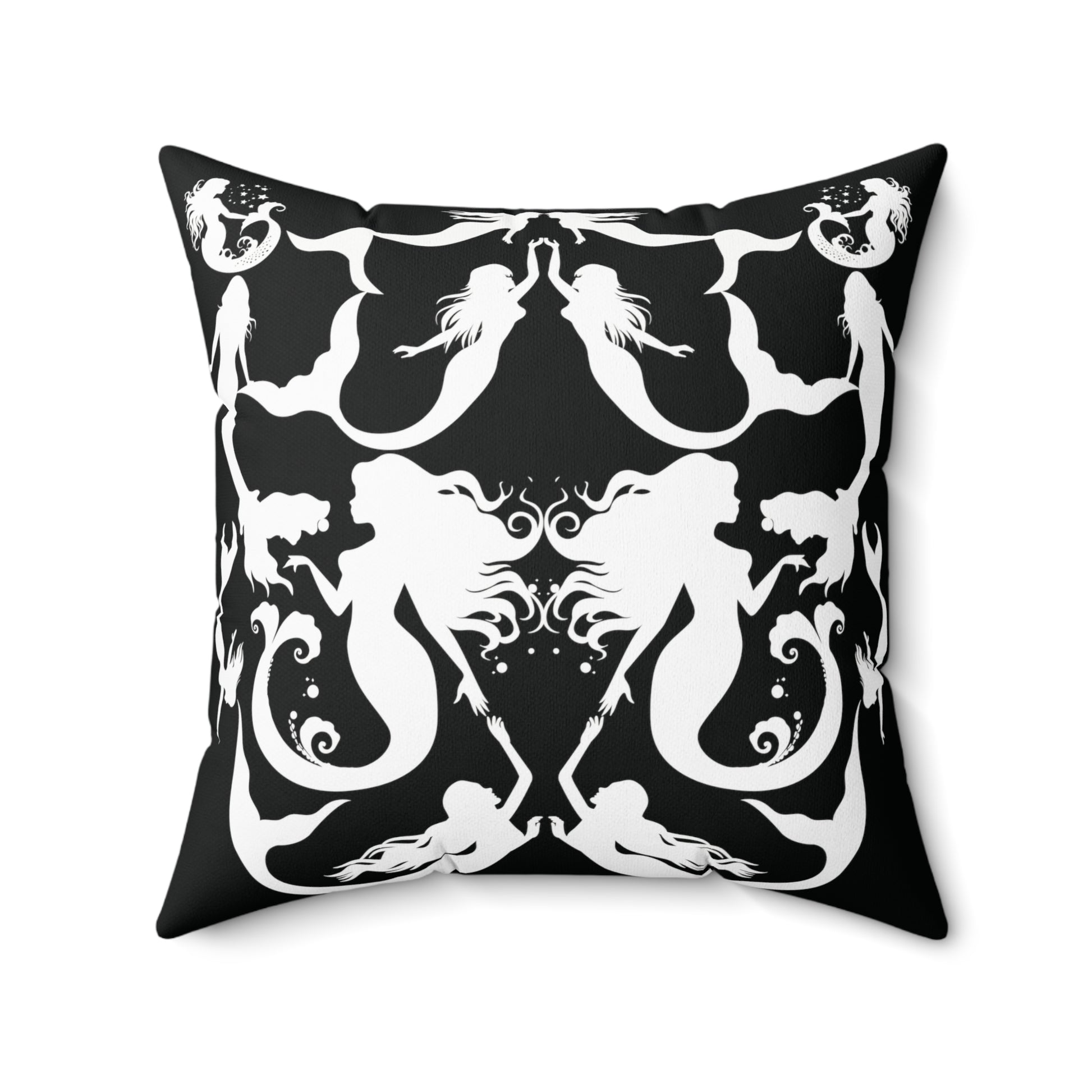 Mermaid silhouettes pillow cover