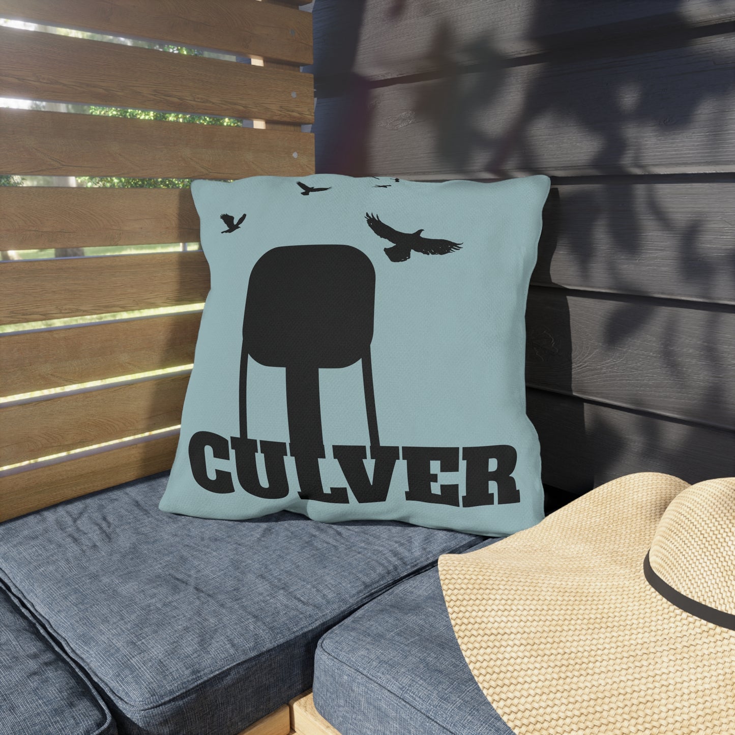 Culver Water Tower Turkey Vultures Outdoor Pillow