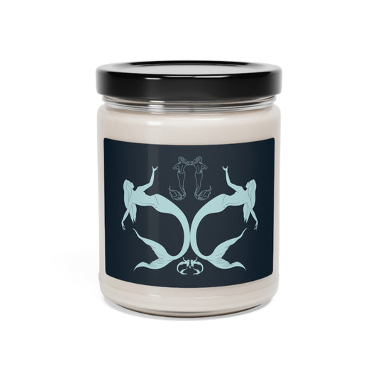 Mermaids Silhouettes (TWINSIES) Sea Salt and Orchid Scented Soy Candle, 9oz