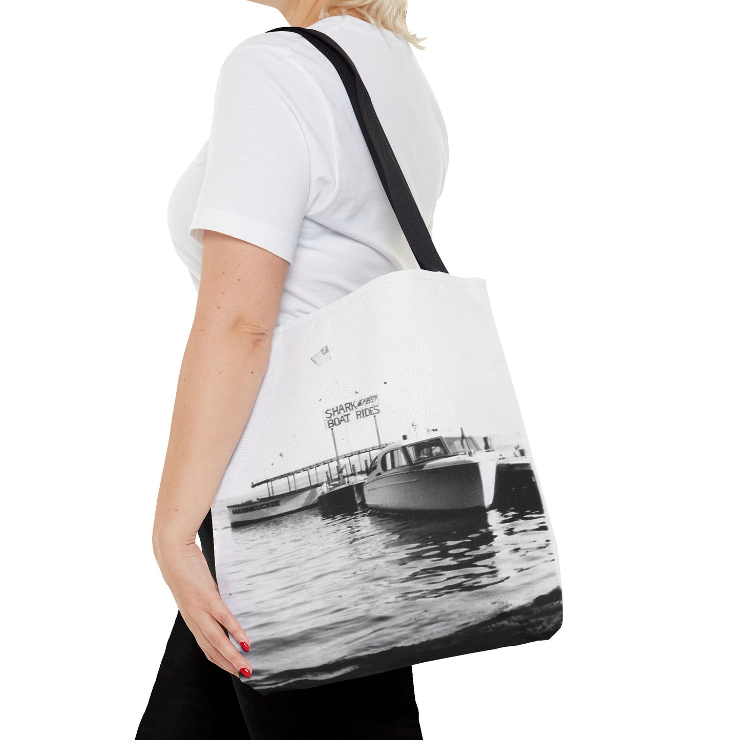 Lake Life Lake Maxinkuckee Culver Shark Boat Rides Graphic Tote Bag (AOP)