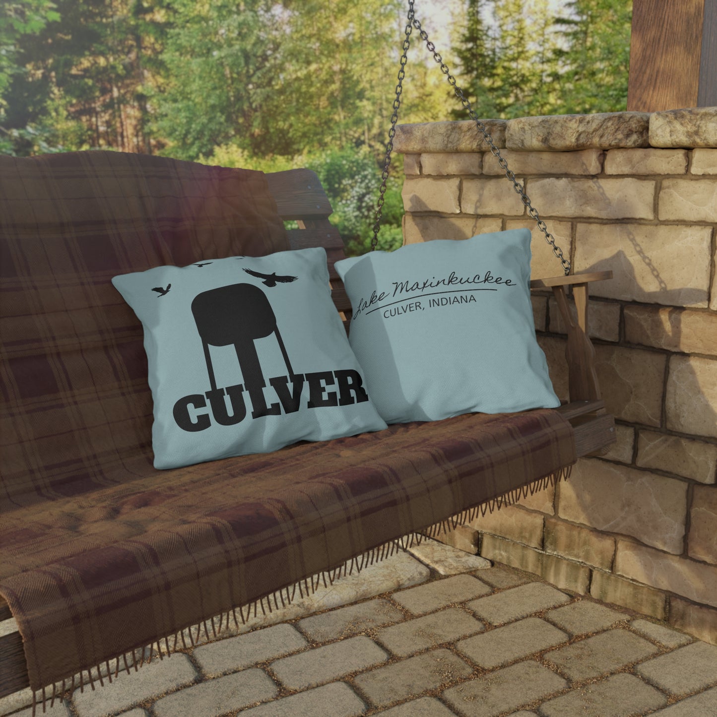 Culver Water Tower Turkey Vultures Outdoor Pillow