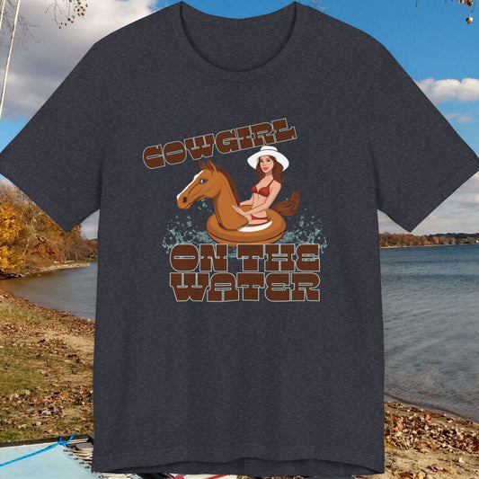 Cowgirl On The Water unisex jersey short sleeve tee in heather navy