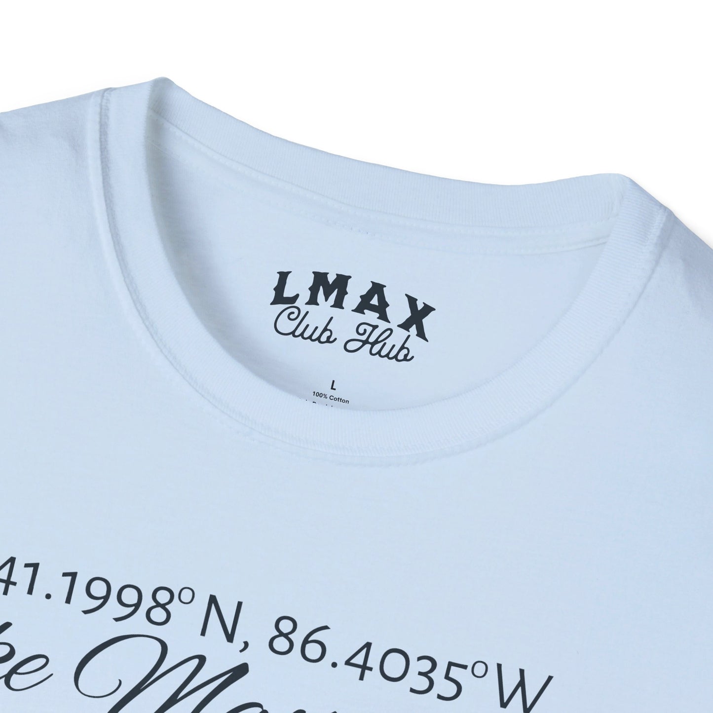 Lake Maxinkuckee Latitude/Longitude coordinates Unisex super soft tee for that Lake Life!