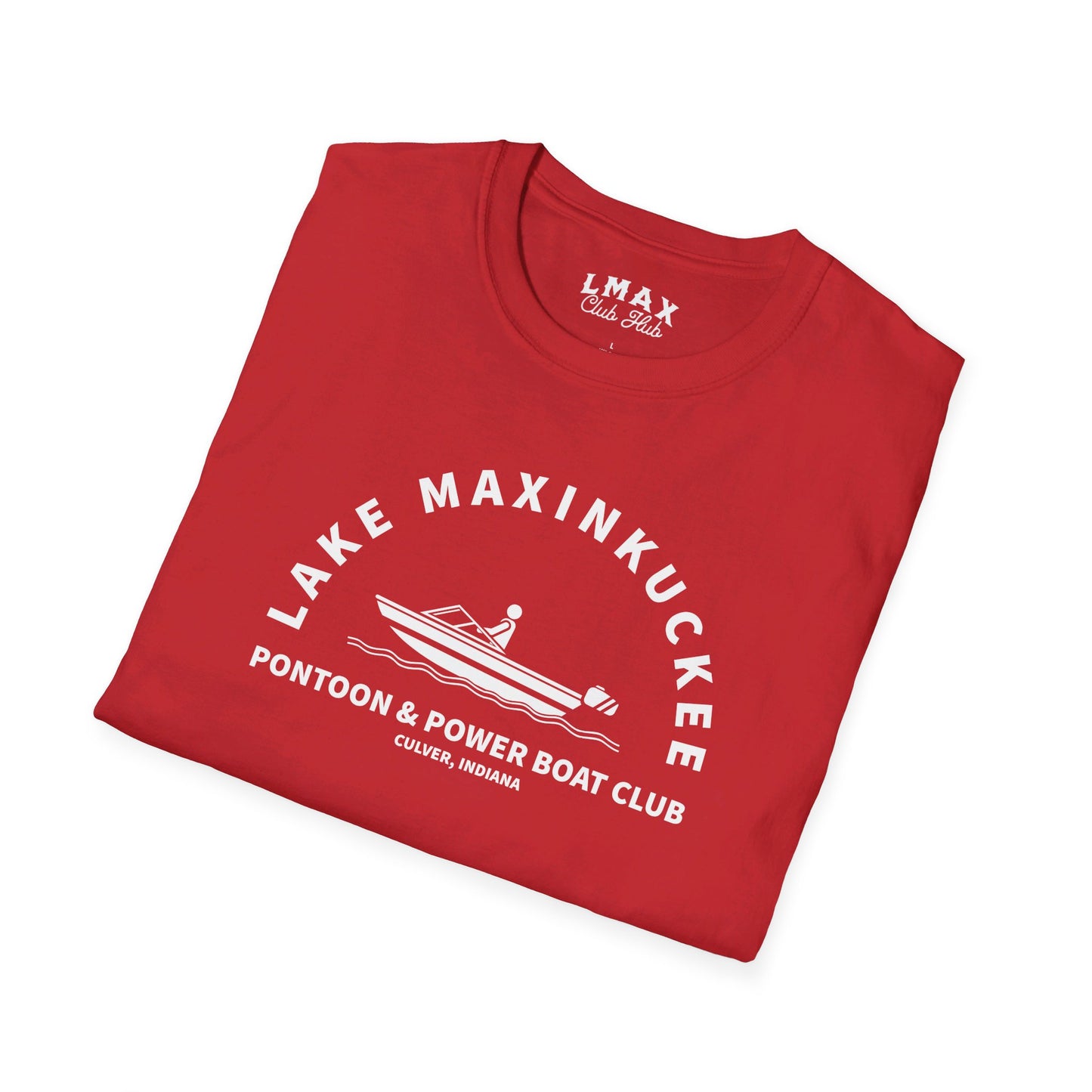 Lake Maxinkuckee Pontoon & Power Boat Club White Print Unisex Softstyle T-Shirt