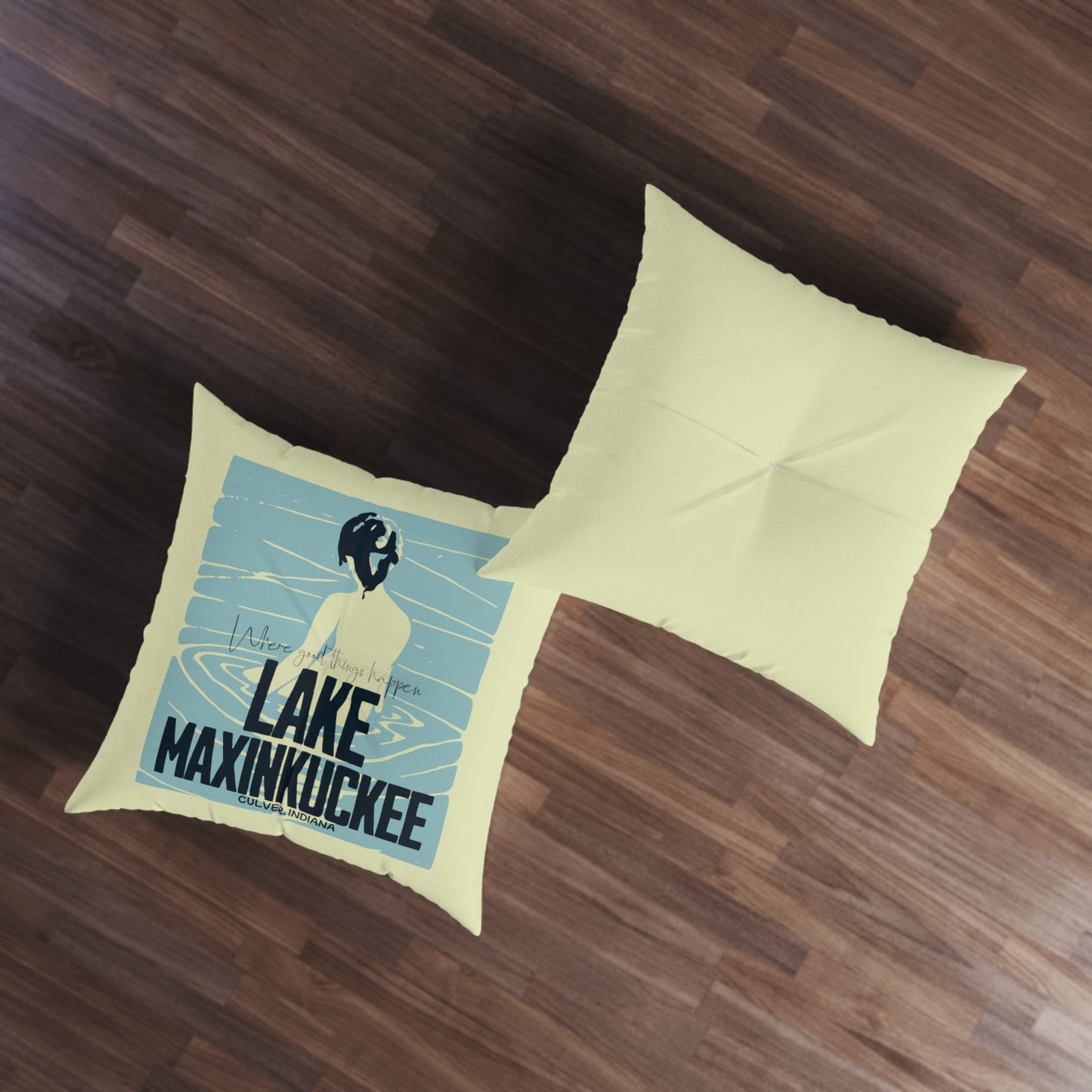 Lake Maxinkuckee, Where Good Things Happen Tufted Floor Pillow, Square