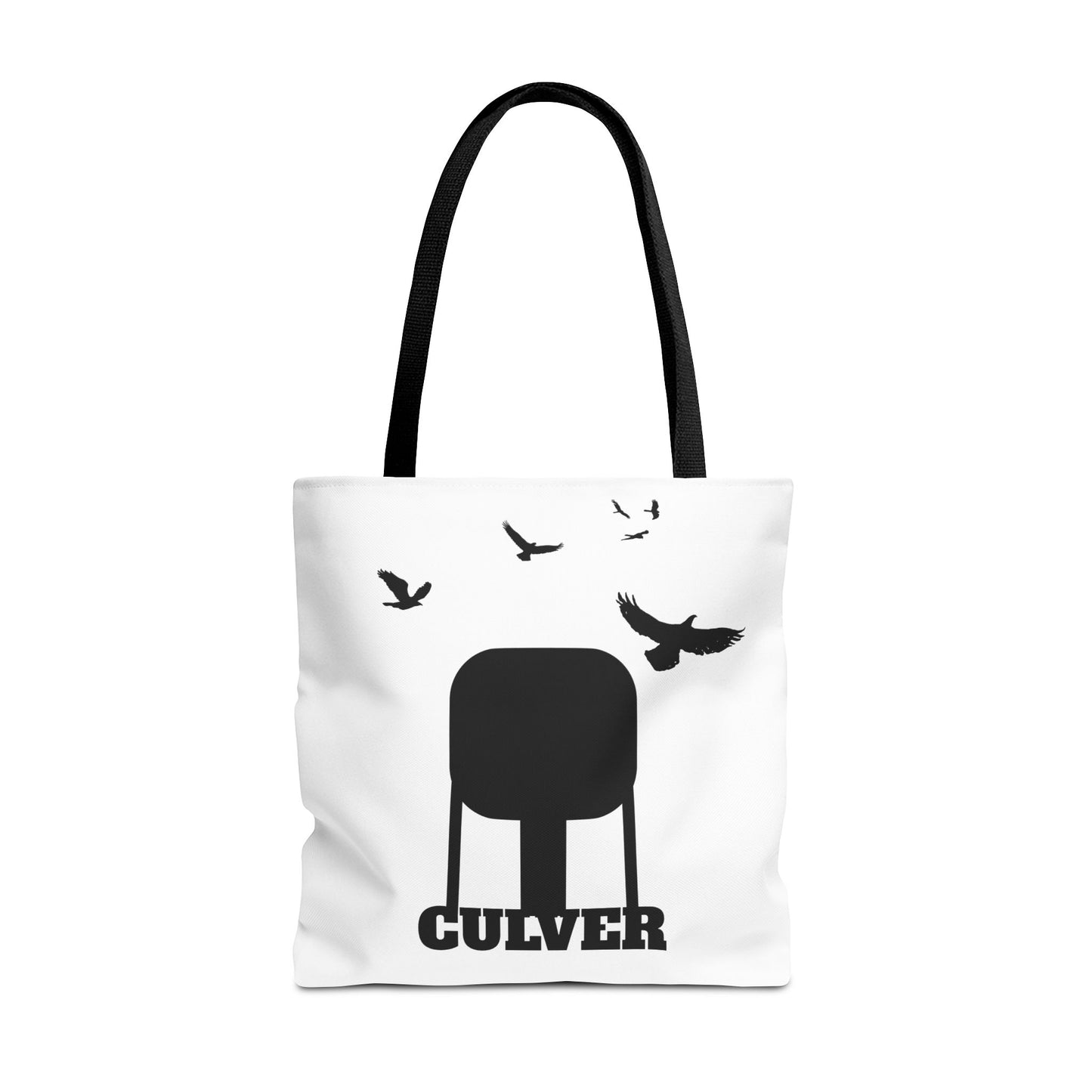 Culver Water Tower with Turkey Vultures in Black Silhouette Tote Bag (AOP)