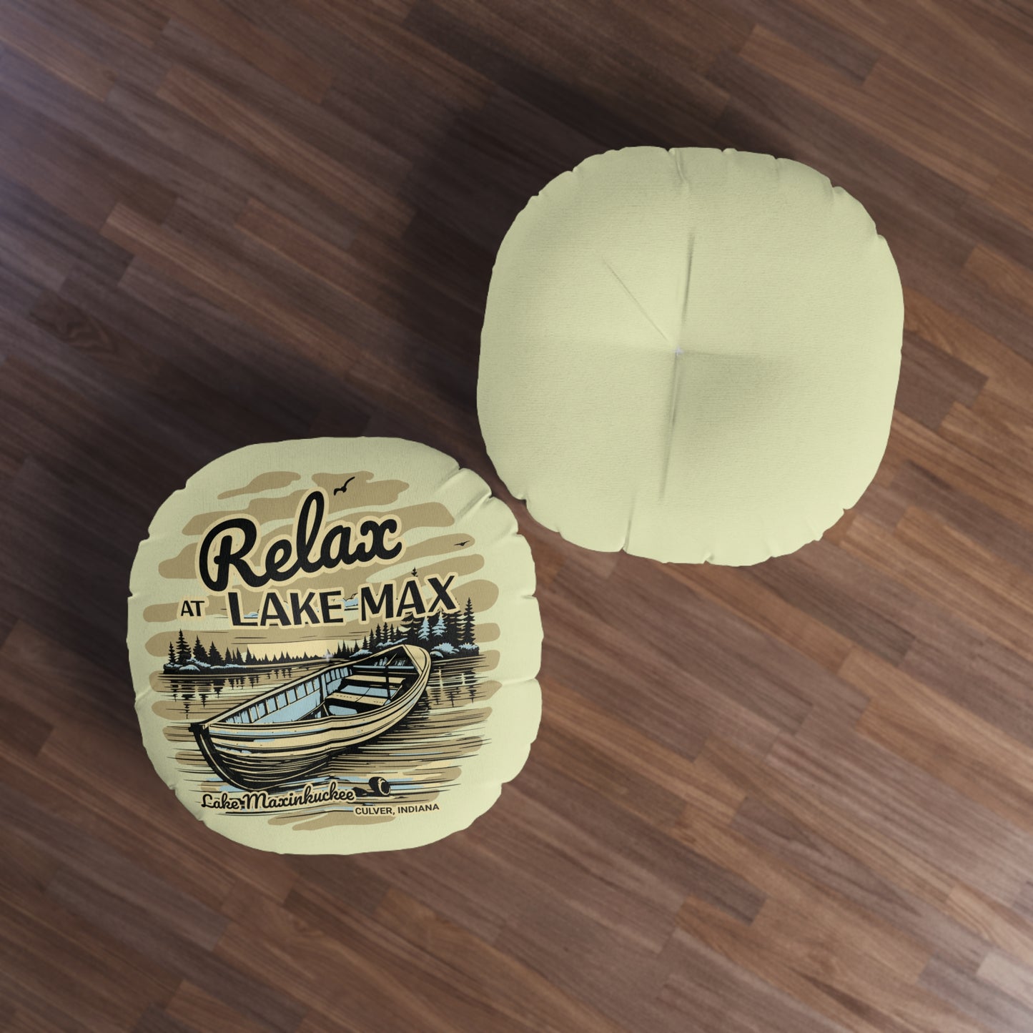 Relax on Lake Max Tufted Floor Pillow, Round