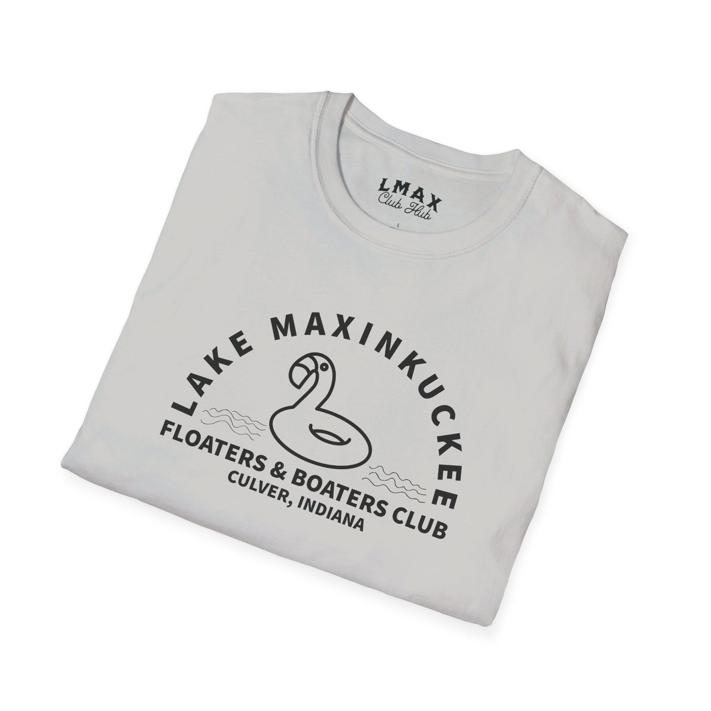 Lake Maxinkuckee Floaters & Boaters Club Black Print Unisex Softstyle Tee