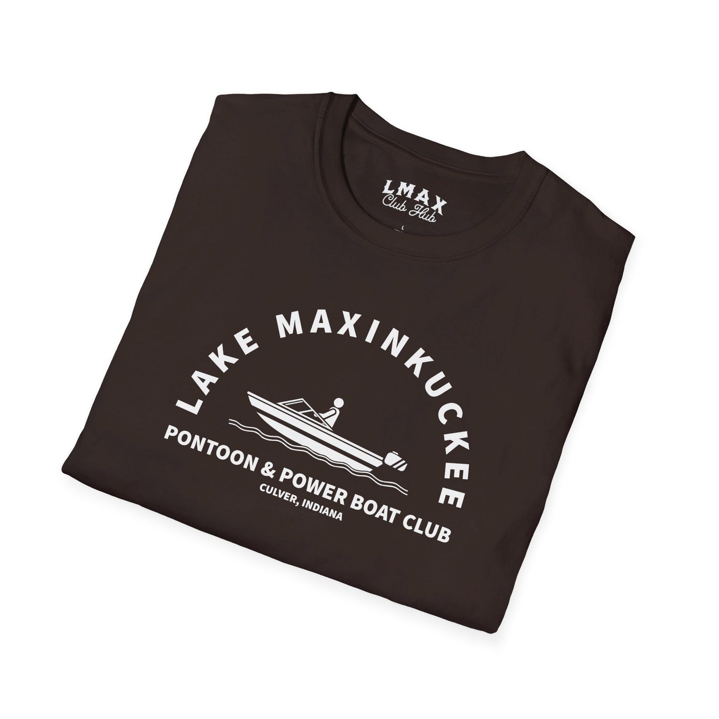 Lake Maxinkuckee Pontoon & Power Boat Club White Print Unisex Softstyle T-Shirt