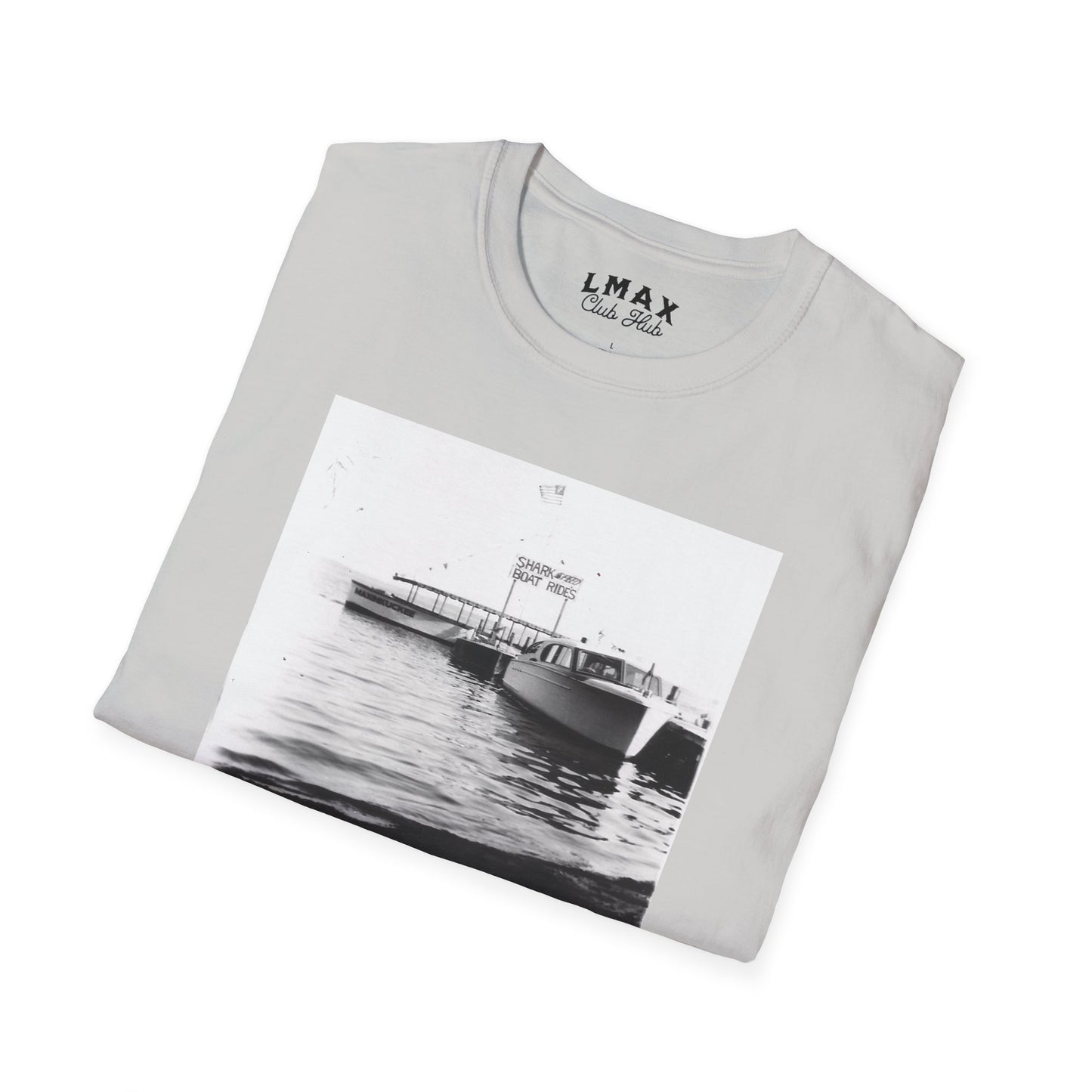 Shark Speedboat Rides on Lake Maxinkuckee, Culver, Indiana, vintage photo, Unisex Softstyle Tee