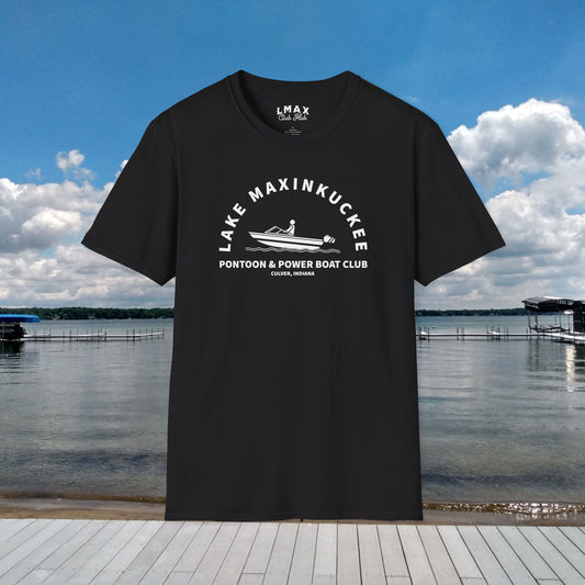 Lake Maxinkuckee Pontoon & Power Boat Club White Print Unisex Softstyle T-Shirt