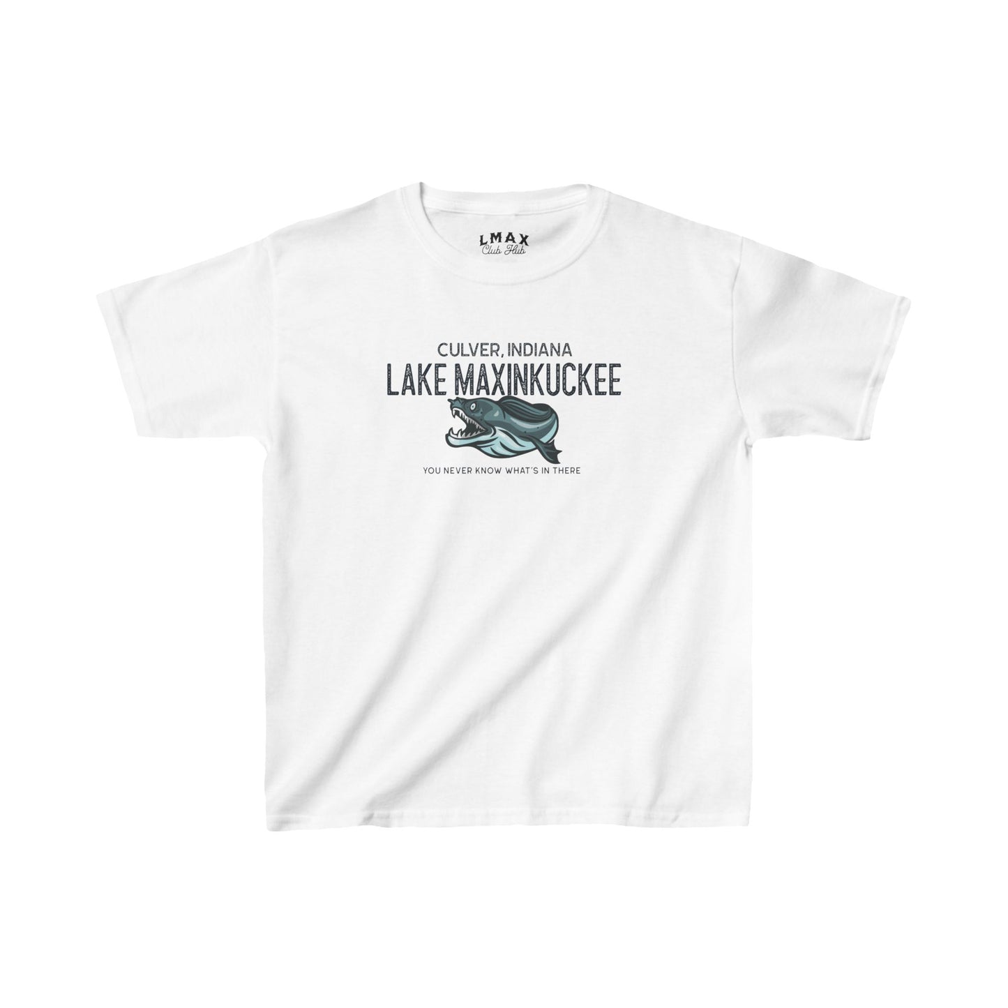 Lake Maxinkuckee What's in There graphic Kids Heavy Cotton™ Tee