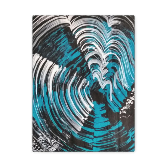 Jellyfish Slinky #12 abstract painting in black, white, turquoise, water themed wall art POD Canvas Gallery Wraps