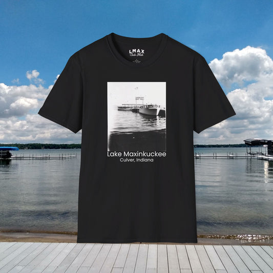 Shark Speedboat Rides on Lake Maxinkuckee, Culver, Indiana, vintage photo, Unisex Softstyle Tee