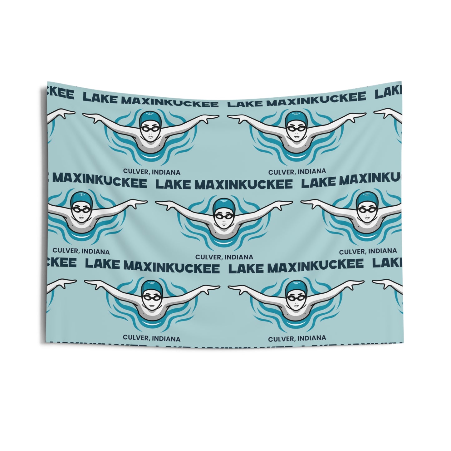 Lake Life Lake Maxinkuckee Culver Indiana Swimmer Graphic Indoor Wall Tapestries