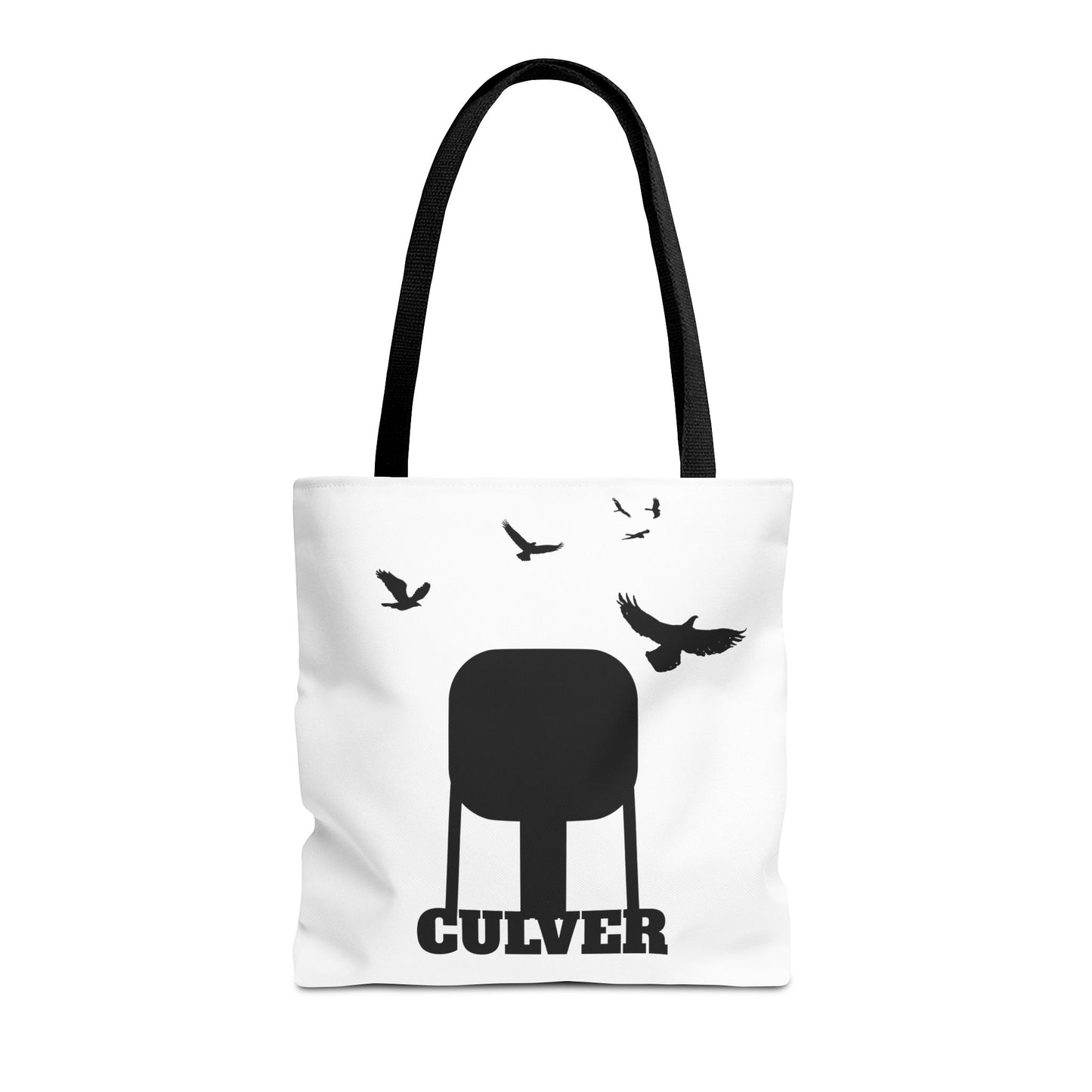 Culver Water Tower with Turkey Vultures in Black Silhouette Tote Bag (AOP)