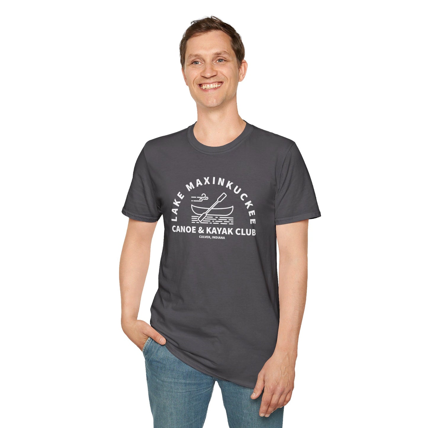 Lake Maxinkuckee Canoe & Kayak Club White Print Unisex Softstyle T-Shirt