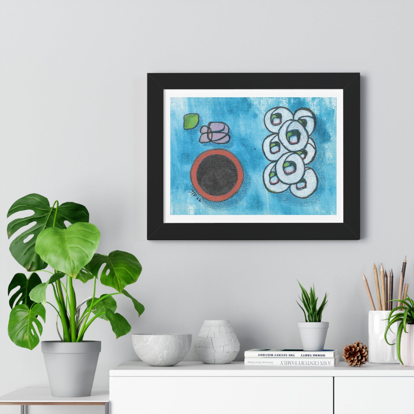 Sushi Blue Plate Special #4, California Roll Framed Horizontal Poster