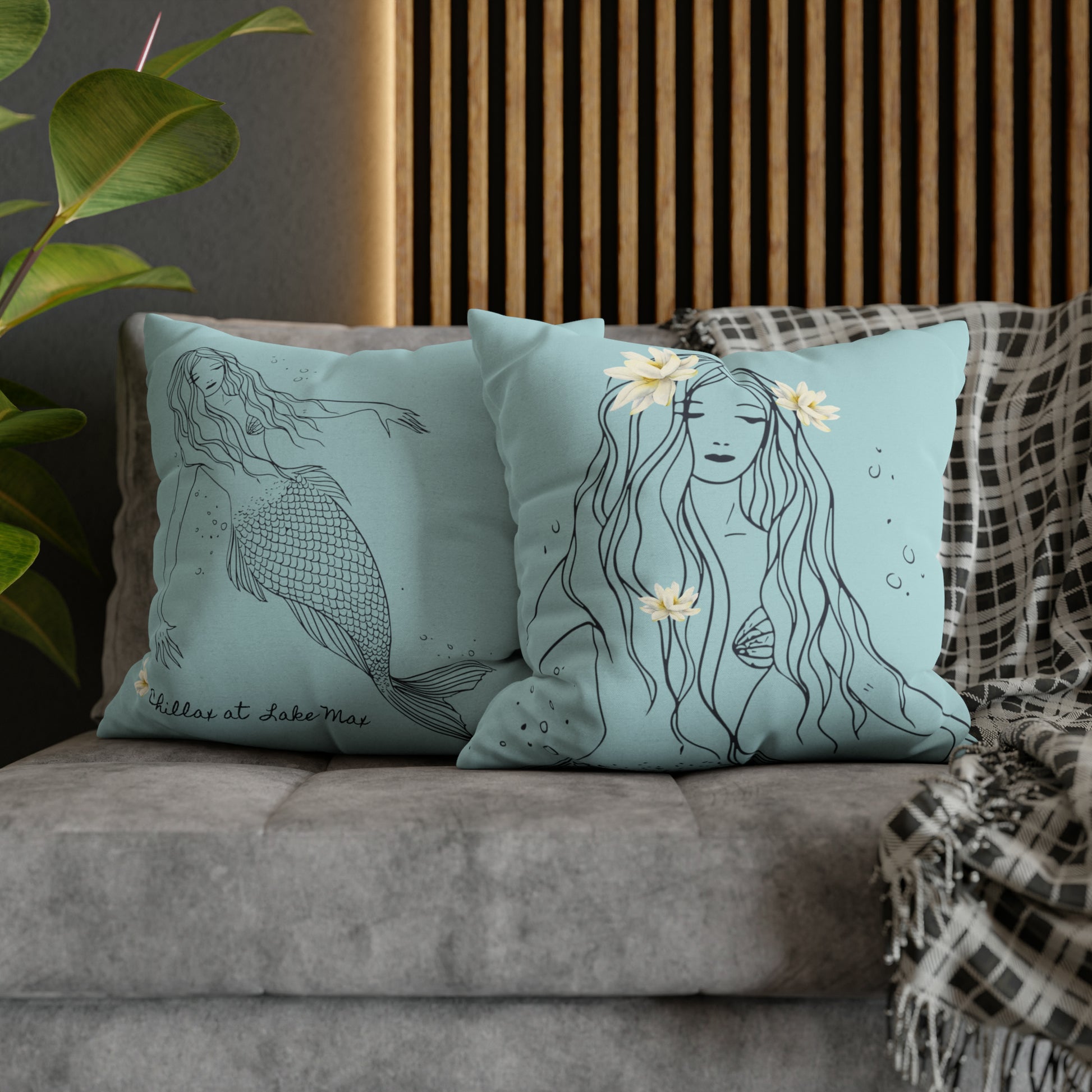 mermaid pillow front and back