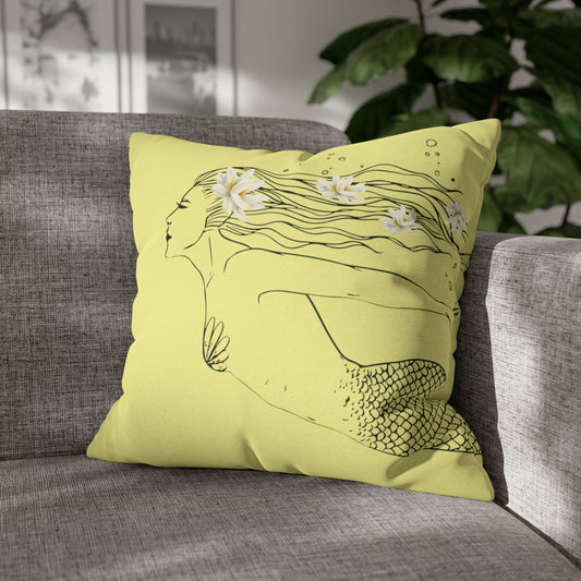 Makin' Waves at Lake Maxinkuckee Swimmer Mermaid (SUN) Spun Polyester Square Pillow Case