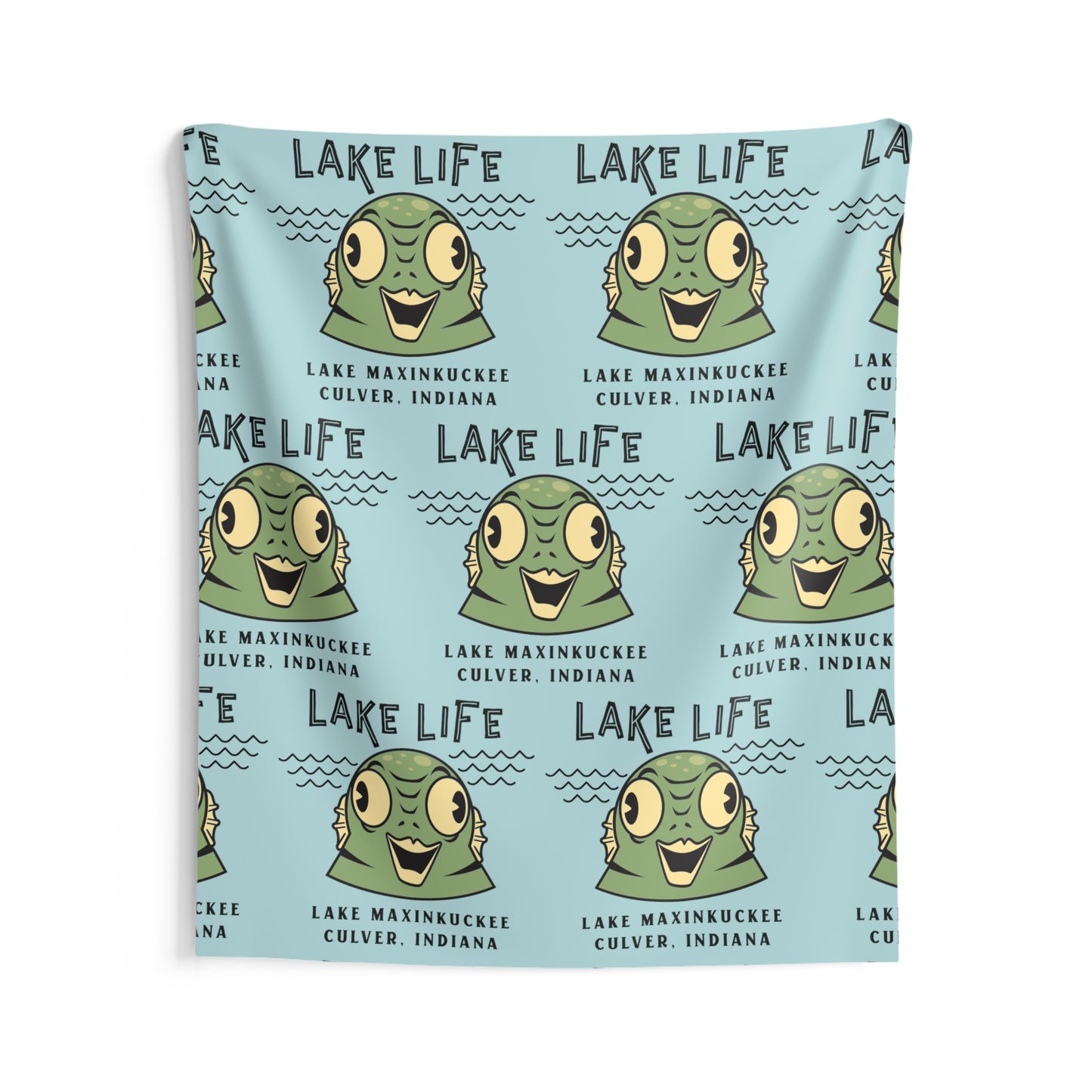 Lake Life Lake Maxinkuckee Culver Indiana Water Creature Graphic Indoor Wall Tapestries